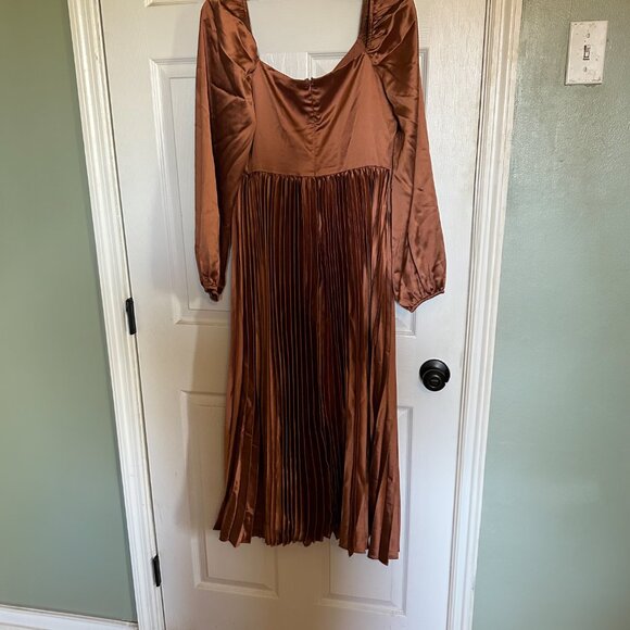 Elegant Copper Pleated Dress - Picture 6 of 6